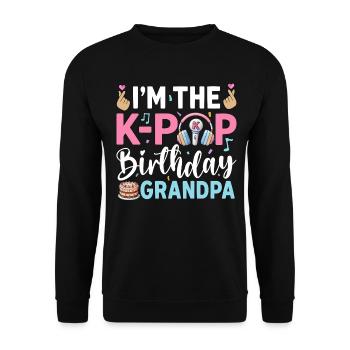 I'm The K-Pop Birthday Grandpa - Unisex Sweatshirt - black - Front - Alina (178cm) & Michal (187cm)