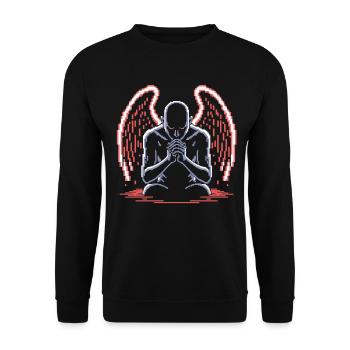 Dark Angel Pixel Art Shirt – Fallen Angel - Unisex Sweatshirt - black - Front - Alina (178cm) & Michal (187cm)