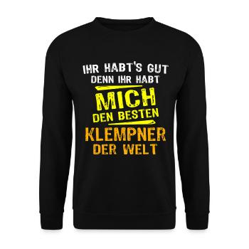 Cadeau plombier - Sweat-shirt Unisexe - noir - Devant - Alina (178cm) & Michal (187cm)