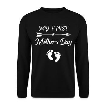 My First Mothers Day Mom To Be Shirt - Unisex Sweatshirt - black - Front - Alina (178cm) & Michal (187cm)