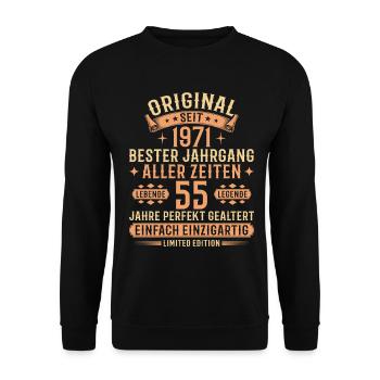 55th Birthday 1971 Vintage Legend Gift - Unisex Sweatshirt - black - Front - Alina (178cm) & Michal (187cm)