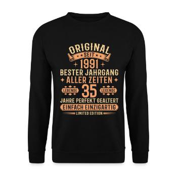 35e anniversaire cadeau de légende vintage 1991 - Sweat-shirt Unisexe - noir - Devant - Alina (178cm) & Michal (187cm)