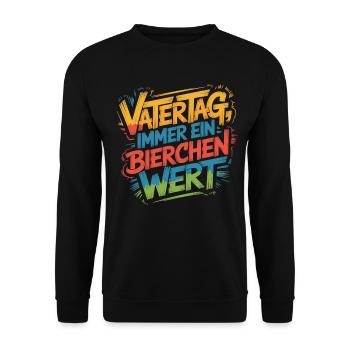 Vatertag Shirt Vatertag Immer Ein Bierchen Wert - Unisex Pullover - Schwarz - Vorne - Alina (178cm) & Michal (187cm)