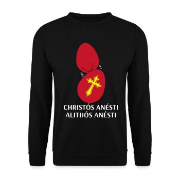 Orthodoxes Ostern Christos Anesti Alithos Anesti - Unisex Pullover - Schwarz - Vorne - Alina (178cm) & Michal (187cm)