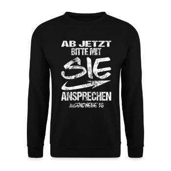 Jugendweihe - Jugendweihe 2026 - Unisex Sweatshirt - black - Front - Alina (178cm) & Michal (187cm)