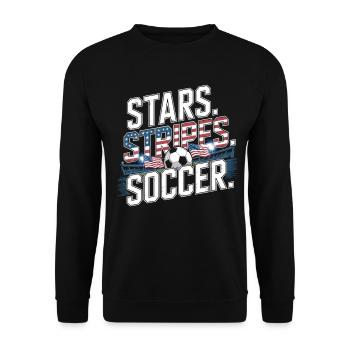 Stars Stripes Soccer – USA Fußball Fan - Unisex Sweatshirt - black - Front - Alina (178cm) & Michal (187cm)