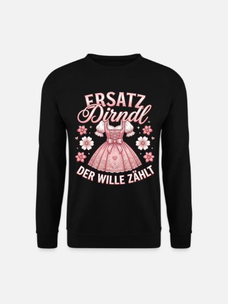 Trachten T-Shirt Damen Trachtenshirt Dirndl Shirt - Unisex Pullover - Schwarz