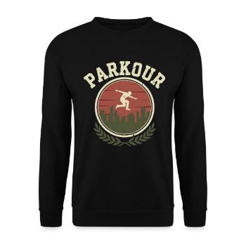 Retro Parkour Freerunning - Unisex Sweatshirt - black - Front - Alina (178cm) & Michal (187cm)