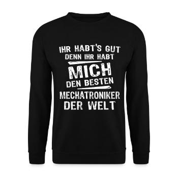 Mechatronics Technician - Unisex Sweatshirt - black - Front - Alina (178cm) & Michal (187cm)