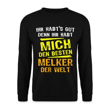 Melker Geschenk - Unisex Pullover - Schwarz - Vorne - Alina (178cm) & Michal (187cm)