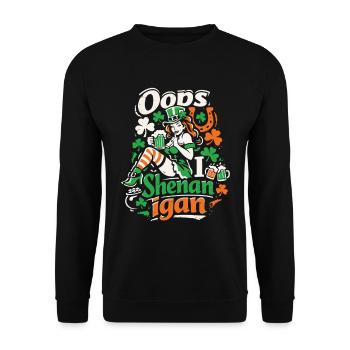 Oups, je fais des bêtises La fille de la Leprechaun St Patrick - Sweat-shirt Unisexe - noir - Devant - Alina (178cm) & Michal (187cm)