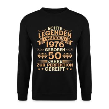 50. Geburtstag 1976 Jahrgang Legende Geschenk - Unisex Pullover - Schwarz - Vorne - Alina (178cm) & Michal (187cm)