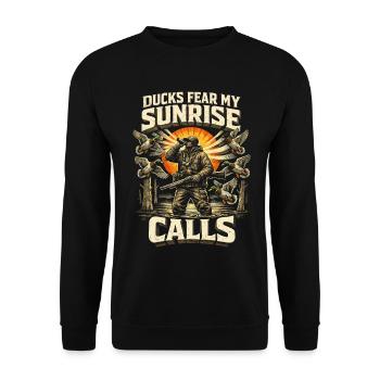 Chasse aux canards Canards Craignent Mes appels au lever du soleil - Sweat-shirt Unisexe - noir - Devant - Alina (178cm) & Michal (187cm)