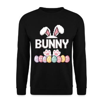 Easter Bunny Bunny Shirt – Retro Pixel Easter Motif - Unisex Sweatshirt - black - Front - Alina (178cm) & Michal (187cm)