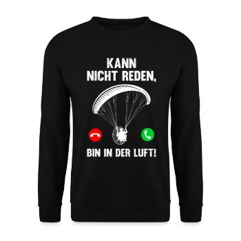 Motorschirm KANN NICHT REDEN BIN IN DER LUFT - Unisex Pullover - Schwarz - Vorne - Alina (178cm) & Michal (187cm)