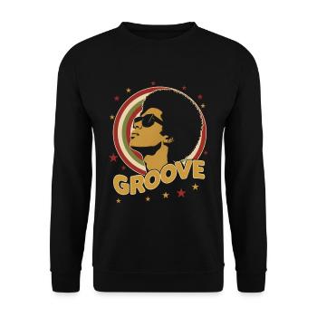 70s Funk Afro Soul Retro Vintage Groove Style - Unisex Pullover - Schwarz - Vorne - Alina (178cm) & Michal (187cm)
