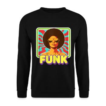 70s Funk Afro Soul Retro Vintage Groovy Style - Unisex Pullover - Schwarz - Vorne - Alina (178cm) & Michal (187cm)