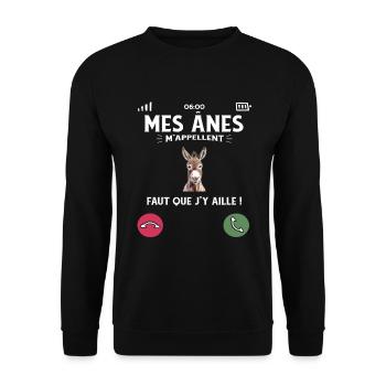J’ai Pas Le Temps Mes Ânes M’Appellent Humour - Sweat-shirt Unisexe - noir - Devant - Alina (178cm) & Michal (187cm)
