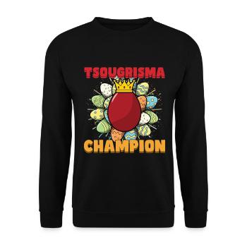 Tsougrisma Champion griechisches Ostern - Unisex Pullover - Schwarz - Vorne - Alina (178cm) & Michal (187cm)