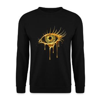 Auge in Gold Optik - Unisex Pullover - Schwarz - Vorne - Alina (178cm) & Michal (187cm)
