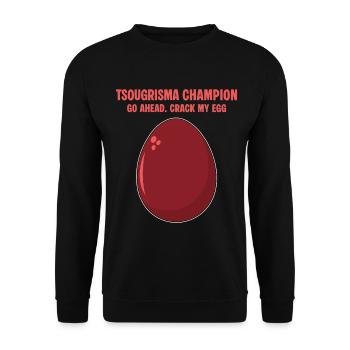 Tsougrisma-Champion Lustiges griechisches Ostern - Unisex Pullover - Schwarz - Vorne - Alina (178cm) & Michal (187cm)