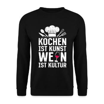 Chef COOKING IS AN ART WINE IS CULTURE - Unisex Sweatshirt - black - Front - Alina (178cm) & Michal (187cm)