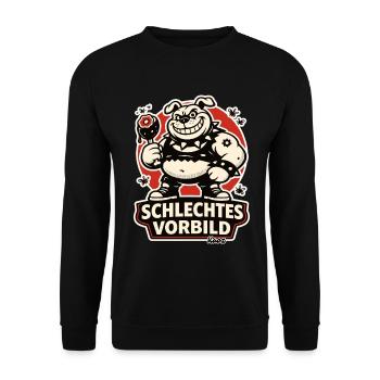 Schlechtes Vorbild Bulldog Cartoon - Unisex Sweatshirt - black - Front - Alina (178cm) & Michal (187cm)