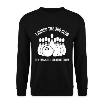 Bowling 300 Club Humor - Unisex Pullover - Schwarz - Vorne - Alina (178cm) & Michal (187cm)