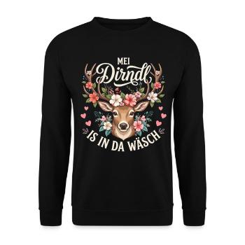 Trachtenshirt Damen Dirndl Chemise Trachten Topteil - Sweat-shirt Unisexe - noir - Devant - Alina (178cm) & Michal (187cm)