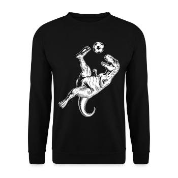 Fußball Dinosaurier Kinder Fußballer Fussball - Unisex Pullover - Schwarz - Vorne - Alina (178cm) & Michal (187cm)