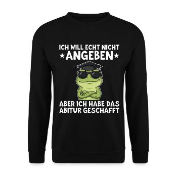 Abitur Bestanden Frosch Abschluss Geschenk - Unisex Pullover - Schwarz - Vorne - Alina (178cm) & Michal (187cm)
