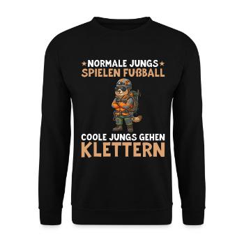 Bouldern Murmeltier Coole Jungs gehen Klettern - Unisex Pullover - Schwarz - Vorne - Alina (178cm) & Michal (187cm)