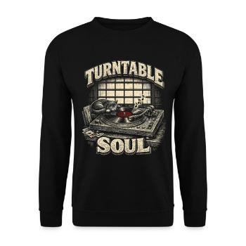 Collectionneur de vinyles, collectionneur de platine, Soul - Sweat-shirt Unisexe - noir - Devant - Alina (178cm) & Michal (187cm)