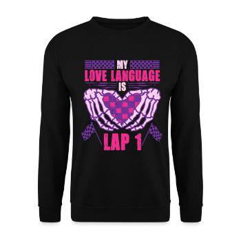 Le langage de l’amour dans la course automobile est le premier tour - Sweat-shirt Unisexe - noir - Devant - Alina (178cm) & Michal (187cm)