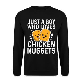 Nur ein Junge, der Chicken Nuggets liebt, lustige Kinder - Unisex Pullover - Schwarz - Vorne - Alina (178cm) & Michal (187cm)