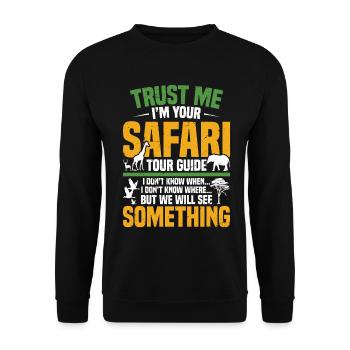 Safari-Tourführer Urlaub Reise-Kostüm-Safari - Unisex Pullover - Schwarz - Vorne - Alina (178cm) & Michal (187cm)