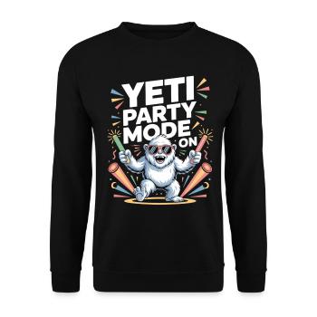 Yeti Party Mode – Funny Party Monster - Unisex Sweatshirt - black - Front - Alina (178cm) & Michal (187cm)