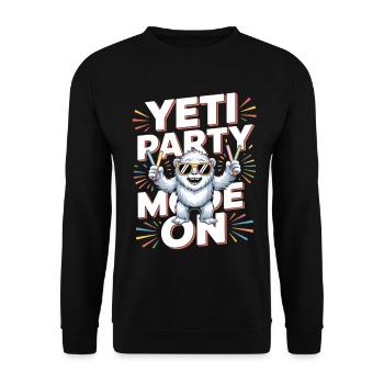 Yeti Party Mode – Funny Party Monster - Unisex Sweatshirt - black - Front - Alina (178cm) & Michal (187cm)