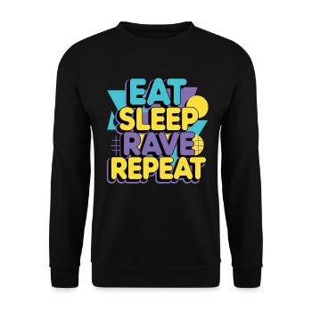 Mange Sommeil Rave Répéte – Techno Party Dicton - Sweat-shirt Unisexe - noir - Devant - Alina (178cm) & Michal (187cm)
