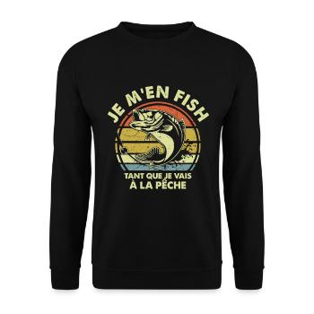 Je M’en Fish Totalement Humour Pêcheur - Sweat-shirt Unisexe - noir - Devant - Alina (178cm) & Michal (187cm)