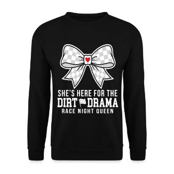 Dirt Drama Race Night Queen Bow - Unisex Sweatshirt - black - Front - Alina (178cm) & Michal (187cm)
