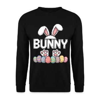 Bunny Ostern Pixel Shirt – Osterhase Gamer - Unisex Pullover - Schwarz - Vorne - Alina (178cm) & Michal (187cm)