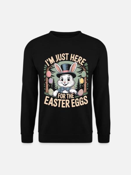 Ostern T-Shirt Lustig – Hase mit Zylinder - Unisex Pullover - Schwarz