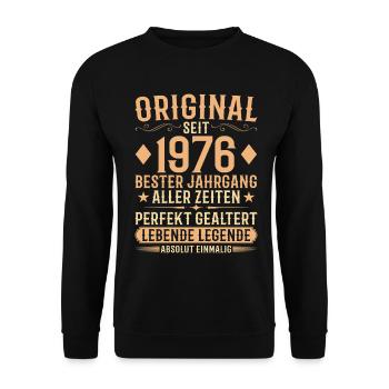 Original Jahrgang 1976 Baujahr Geburtstag - Unisex Pullover - Schwarz - Vorne - Alina (178cm) & Michal (187cm)