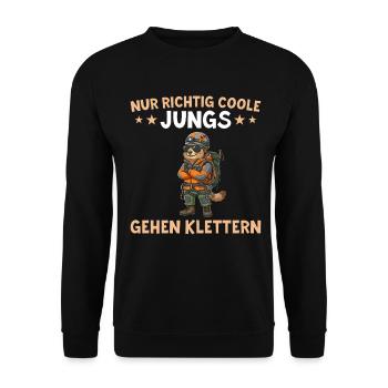Nur coole Jungs gehen Klettern Murmeltier - Unisex Pullover - Schwarz - Vorne - Alina (178cm) & Michal (187cm)