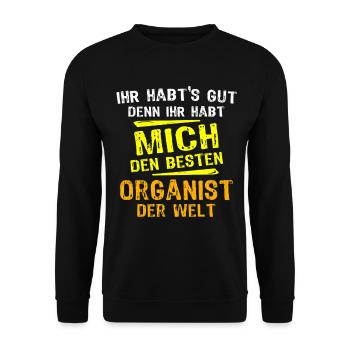 Organist Geschenk - Unisex Pullover - Schwarz - Vorne - Alina (178cm) & Michal (187cm)