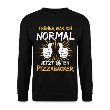 Pizzabäcker Spruch - Unisex Pullover - Schwarz - Vorne - Alina (178cm) & Michal (187cm)