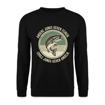 Bass Fisch Andere Jungs Gehen Angeln - Unisex Pullover - Schwarz - Vorne - Alina (178cm) & Michal (187cm)