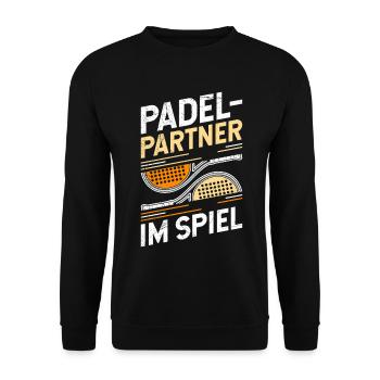 PADEL PARTNER IM SPIEL Padelspiel Lustiges - Unisex Pullover - Schwarz - Vorne - Alina (178cm) & Michal (187cm)