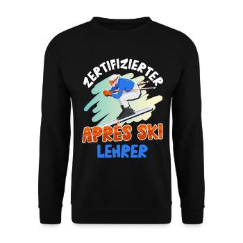 Skifahren ZERTIFIZIERTER APRES-SKI LEHRER Lustig - Unisex Pullover - Schwarz - Vorne - Alina (178cm) & Michal (187cm)